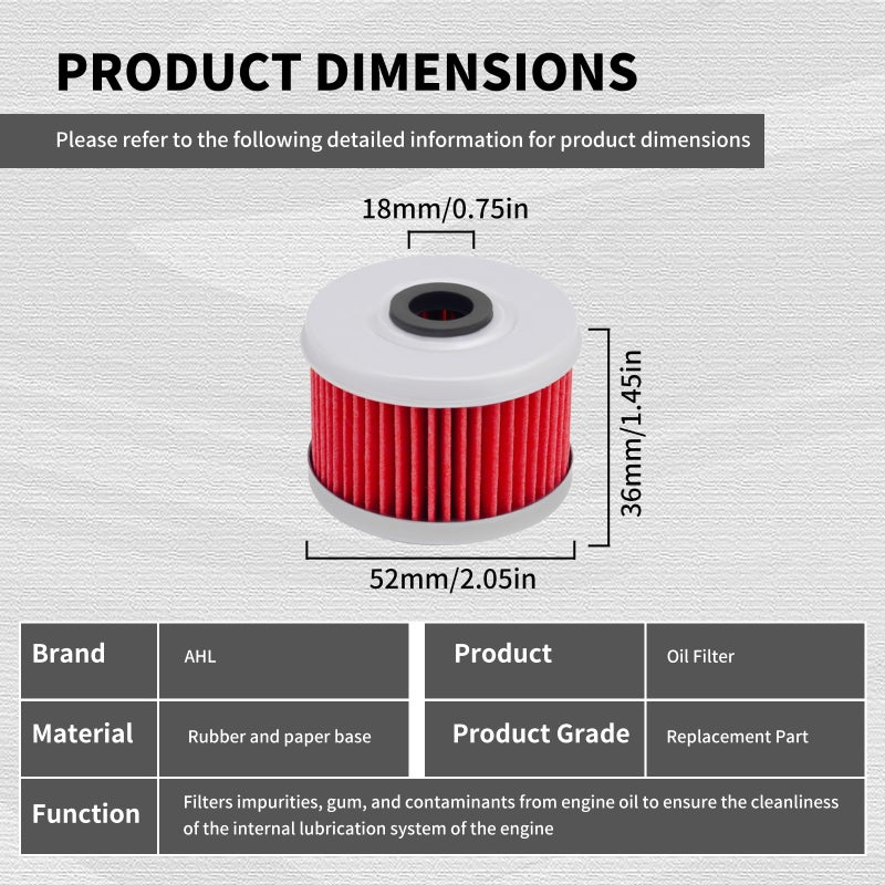 AHL 113 Oil Filter 15412-HM5-010 15412-HM5-A10 Compatible with Honda TRX350FE Rancher 4X4 ES 350 2000-2006 (Pack of 3) - Image 4